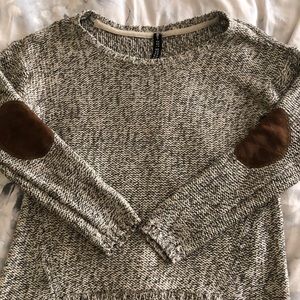 Cozy marled sweater with elbow patches